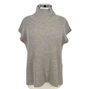 Eileen Fisher Merino Turtleneck Top in Regenerative Wool Gray Beige Size Small
